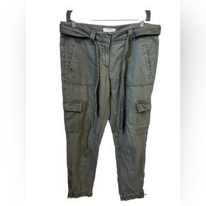 LOFT Women’s Army Green High Rise Cargo Pants Stretch With Ankle Zippers Size 2